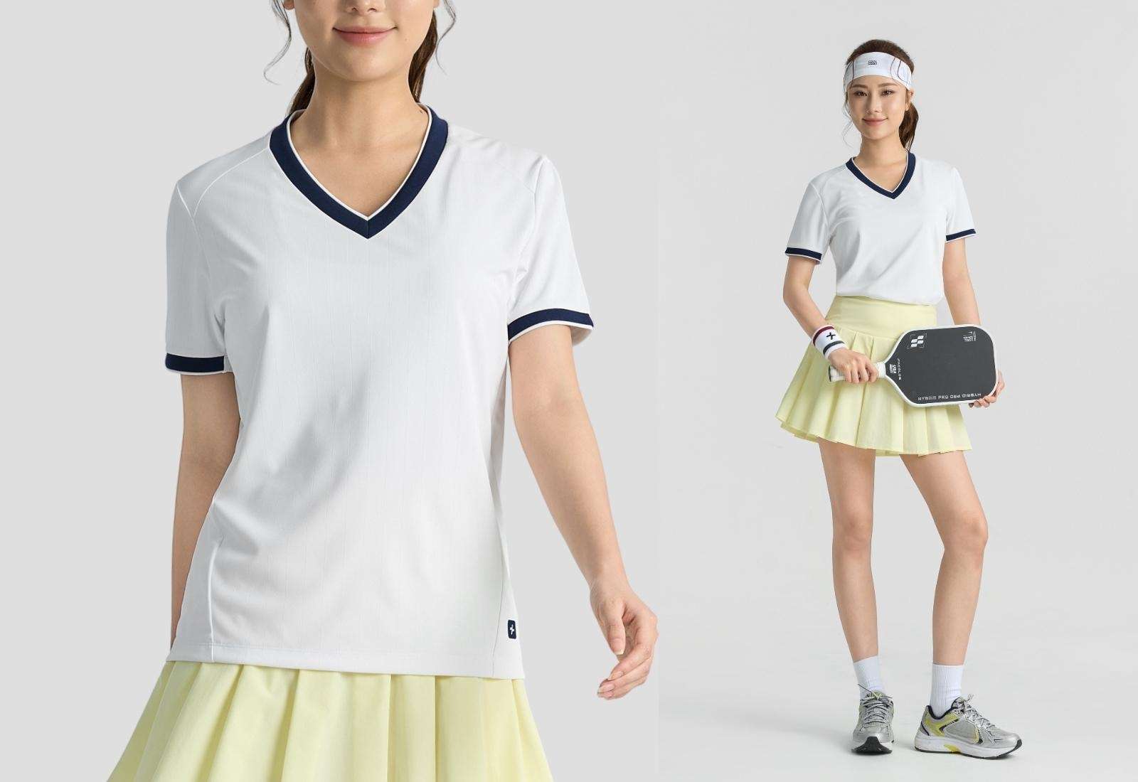 Áo Tshirt Pickleball nữ cổ V Zero Mark