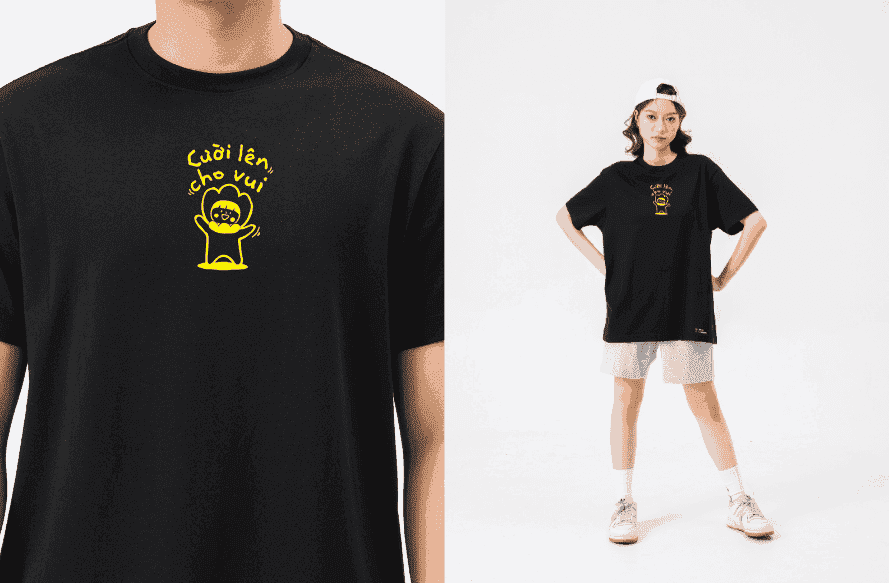 Áo in cotton Care & Share - Cười lên cho vui