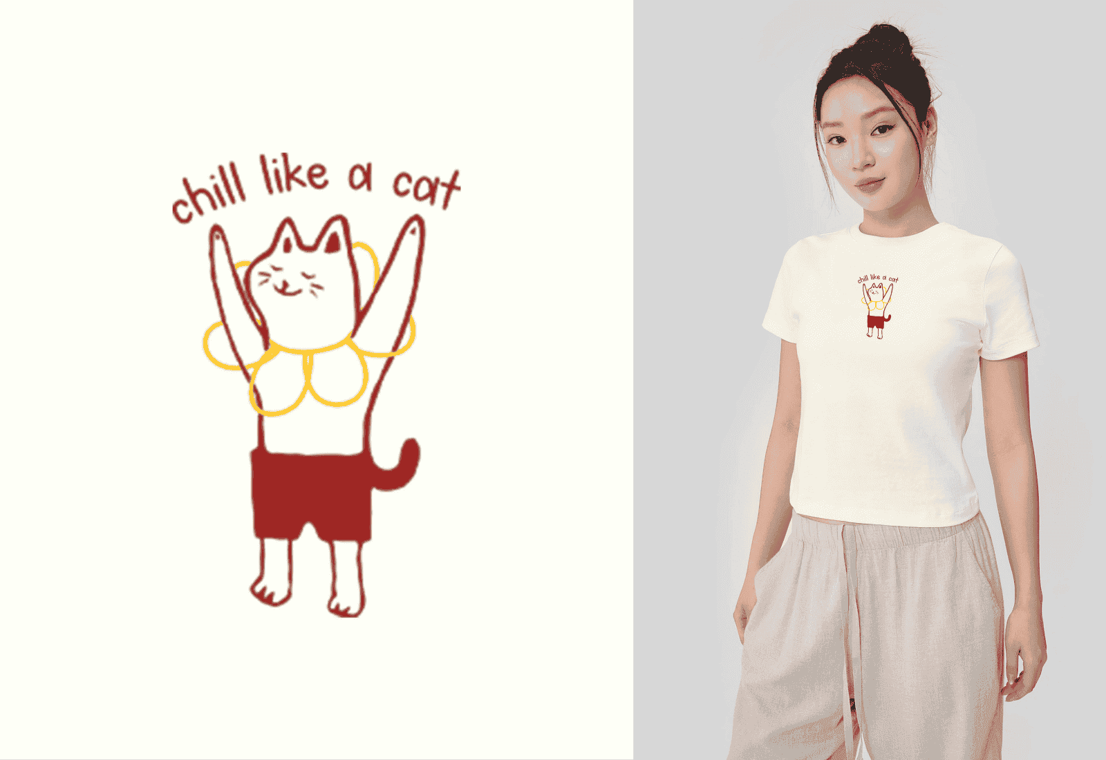 Áo thun nữ Baby Tee 100% Cotton Chill like a Cat