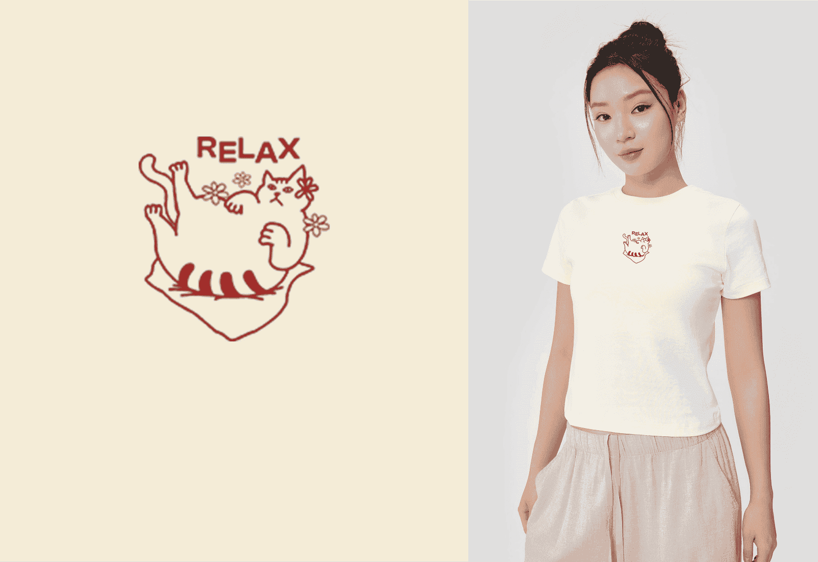Áo thun nữ Baby Tee 100% Cotton Relax Cat