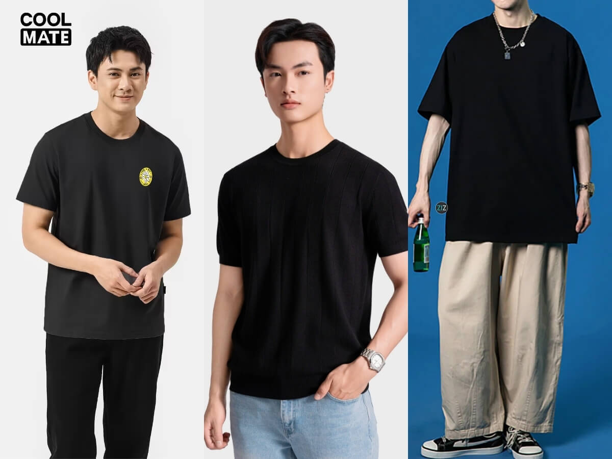 các form dáng áo thun đen