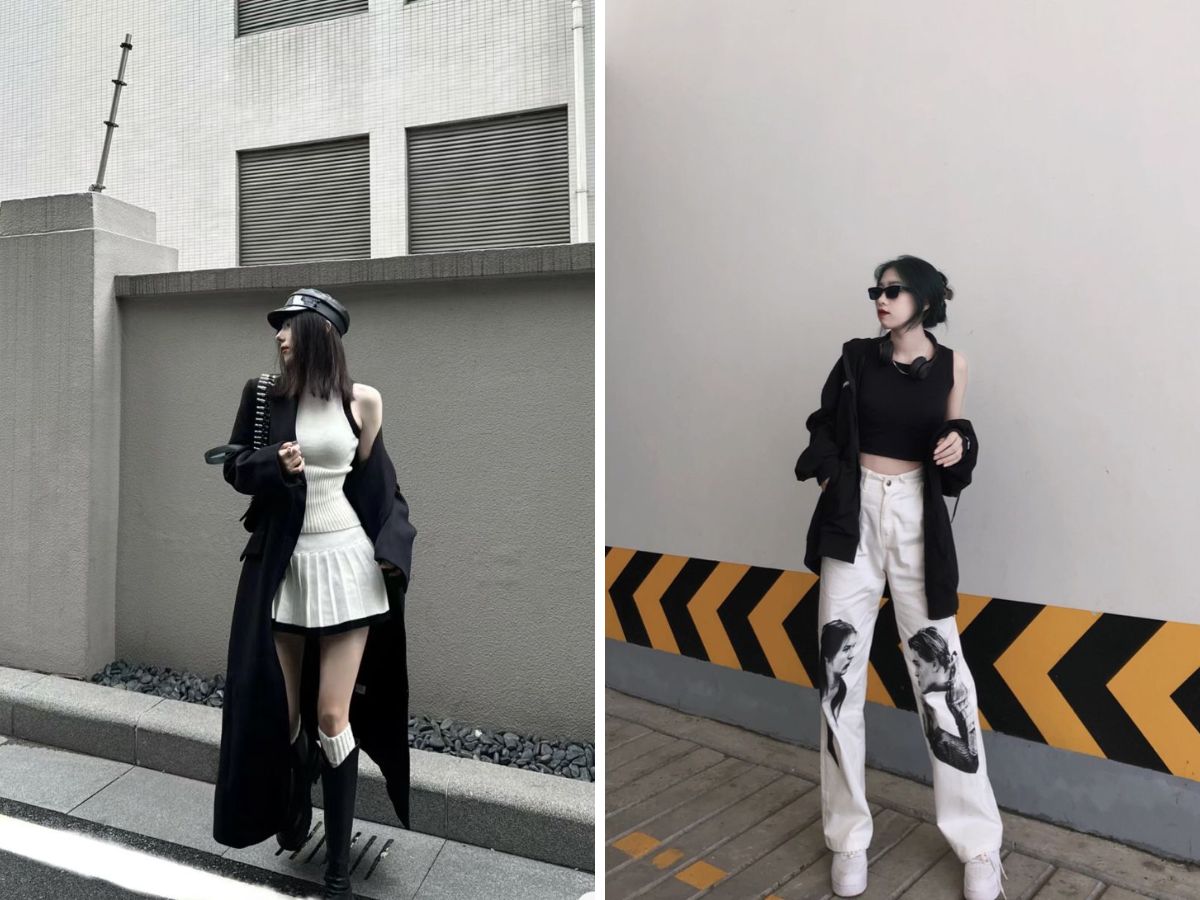 Set đồ dạo phố Monochrome trắng và đen