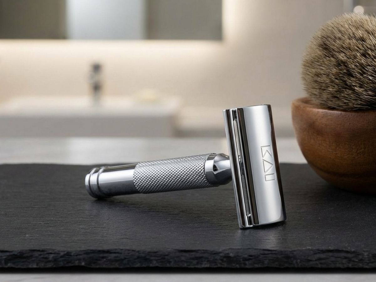 Một chiếc dao cạo Safety Razor của thương hiệu KAI với thiết kế tinh xảo