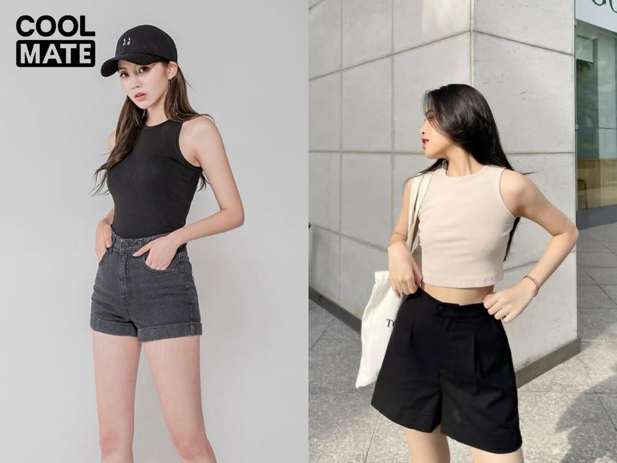 Phối áo tank top với quần short nữ
