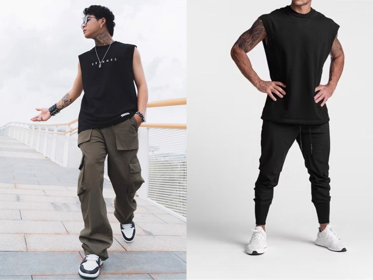 Tank top phối Phóng khoáng với quần jogger/kaki
