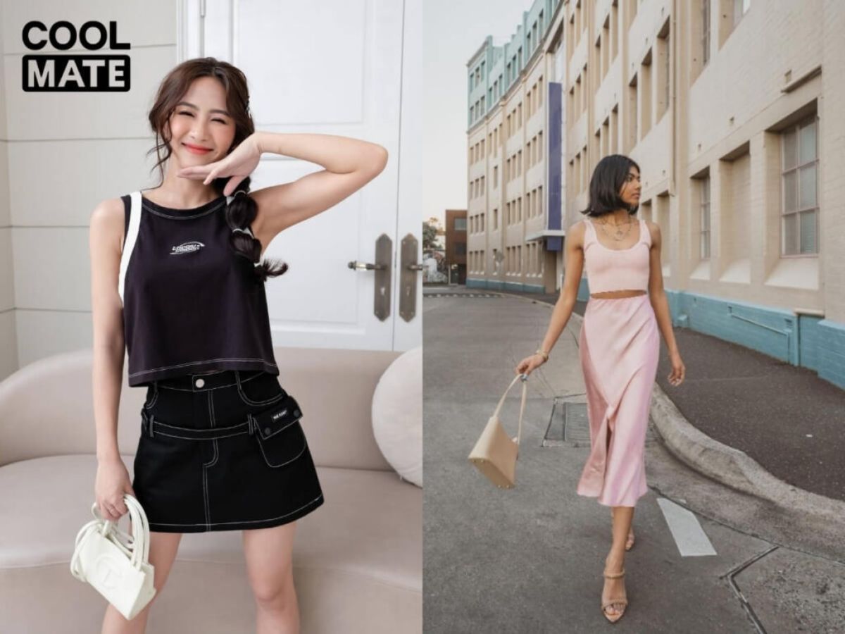 Phối tank top với các loại chân váy
