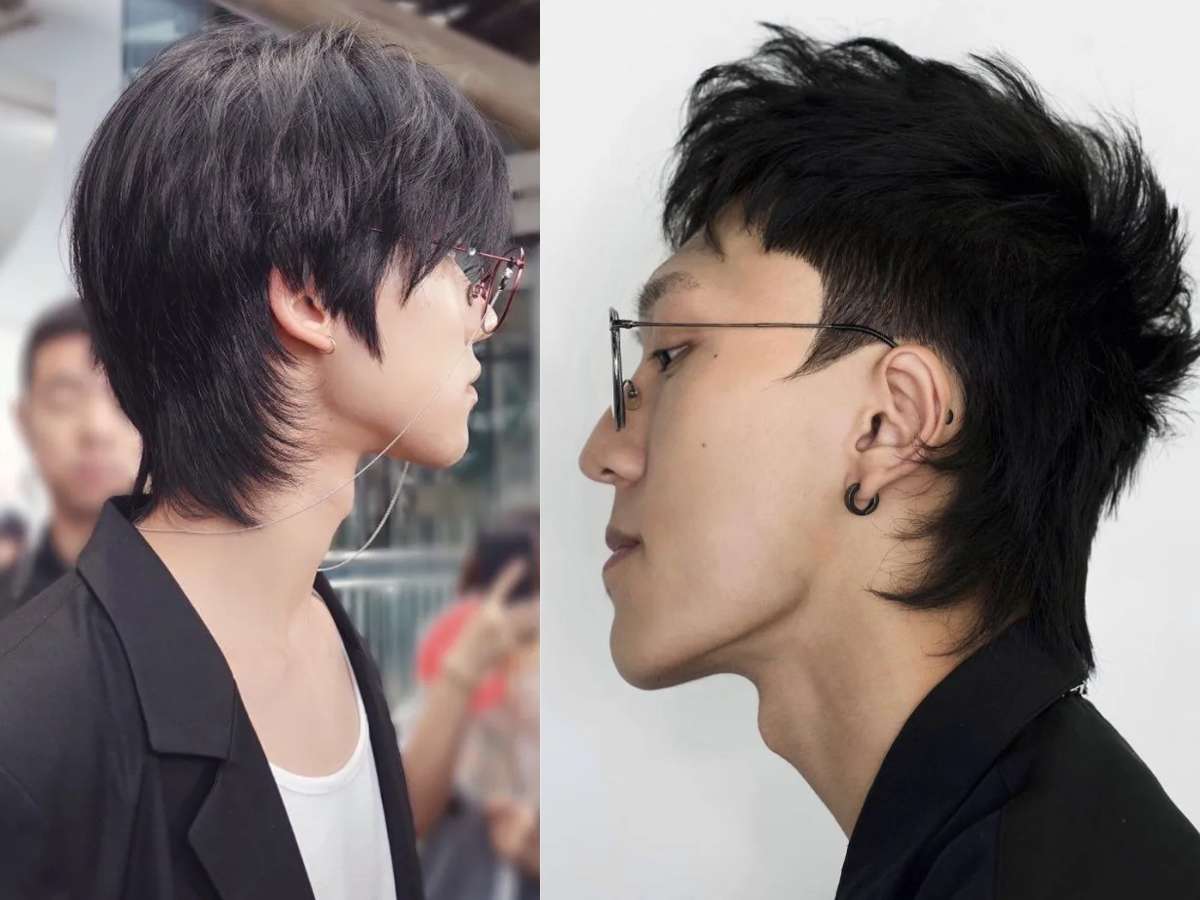 Tóc mullet nam mái ngố