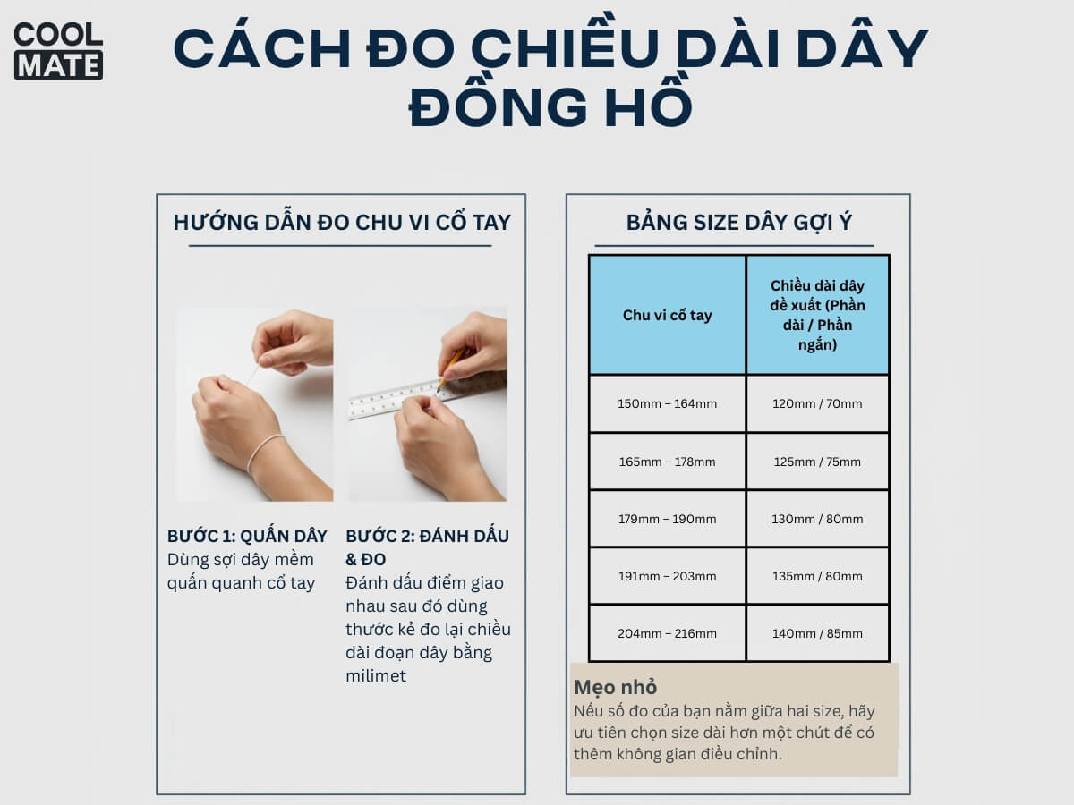 Cách đo chiều dài dây đồng hồ