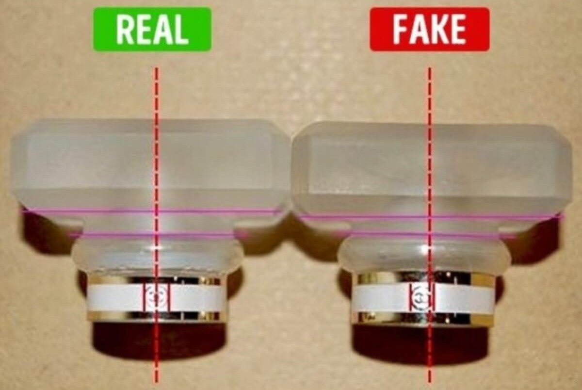 Phân biệt nước hoa thật và nước hoa giả bằng nắp chai và vòi xịt