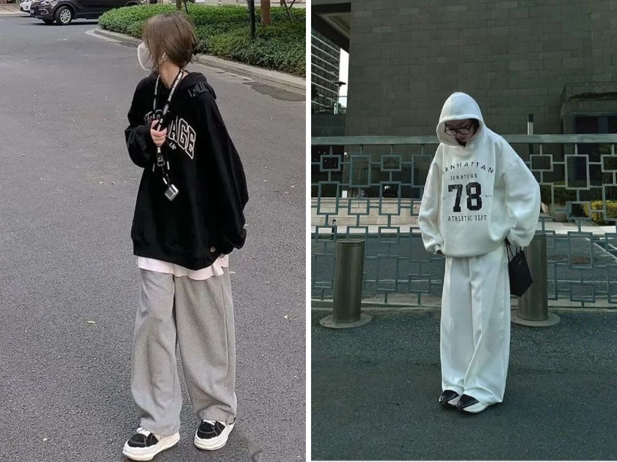 Hoodie + Quần Ống Rộng cực thoải mái