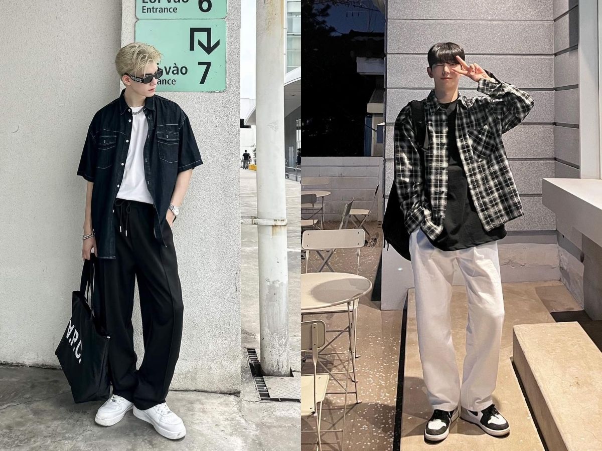 Phối áo sơ mi khoác ngoài và áo thun localbrand