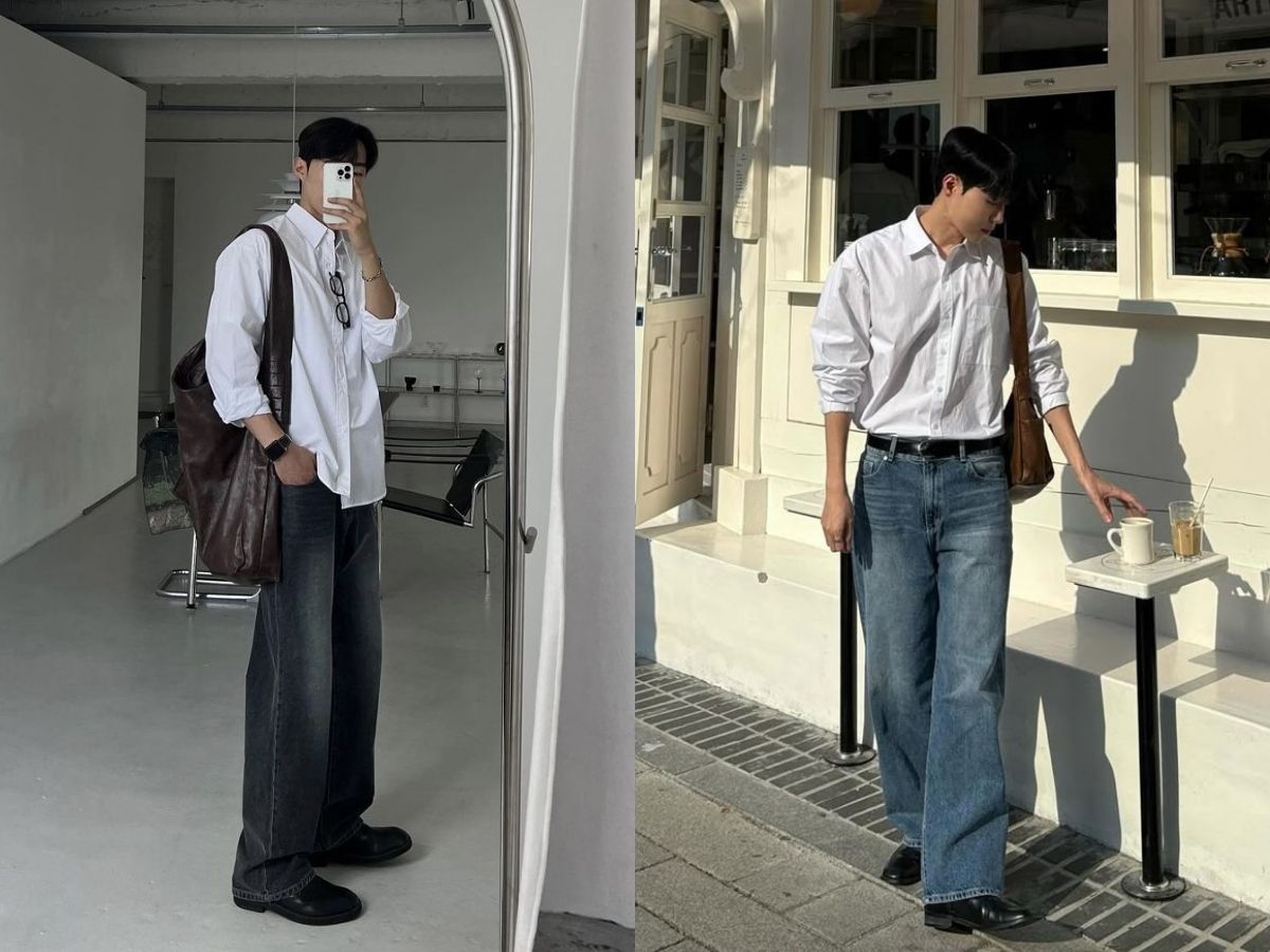 Cách phối đồ quần jean nam ngày Tết với áo sơ mi