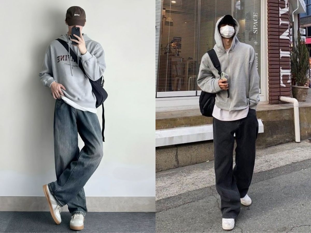 Quần jean phối áo hoodie