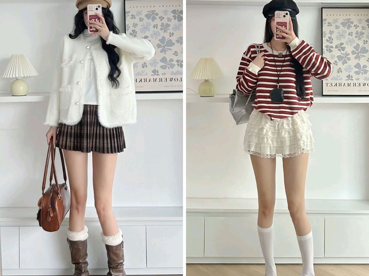 Chưa biết Tết mặc gì cho đẹp thì sử dụng chân váy và áo kiểu nhé