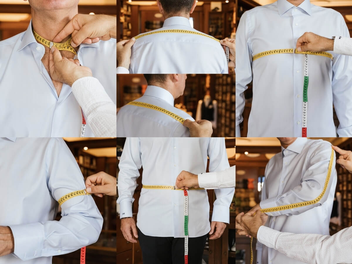 Đo vòng cổ, vai, ngực, eo, chiều dài tay và áo để chọn size sơ mi chuẩn tại nhà