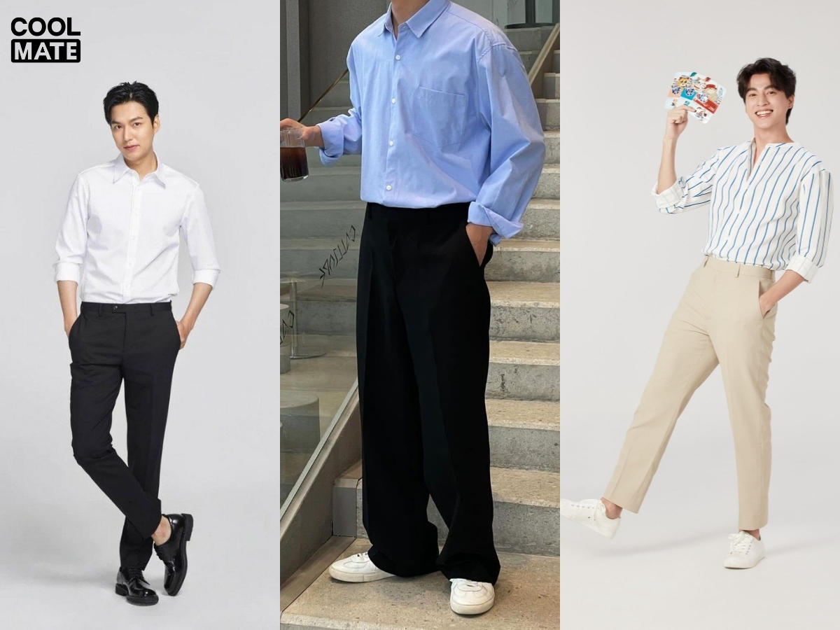 Phối quần tây với áo sơ mi