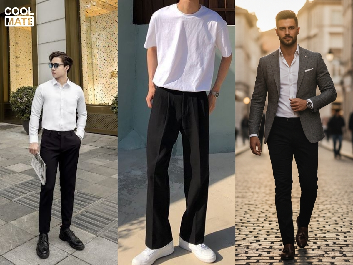 phối đồ với quần tây đen