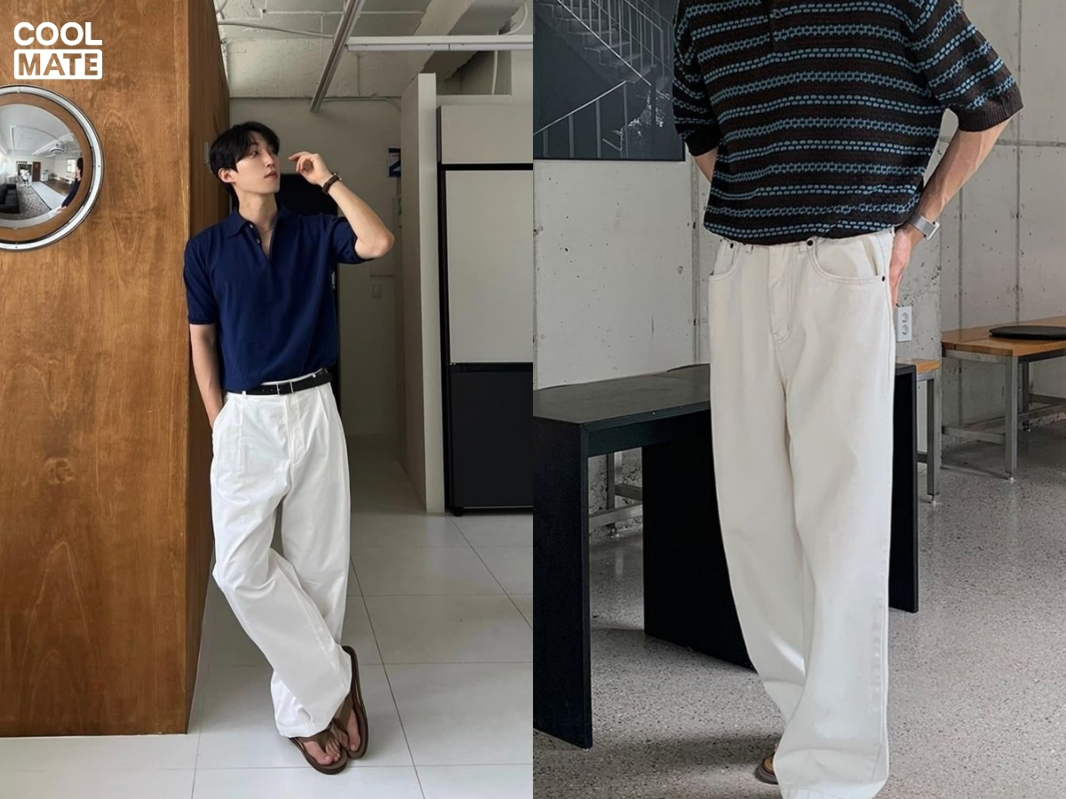 phối đồ với quần tây trắng