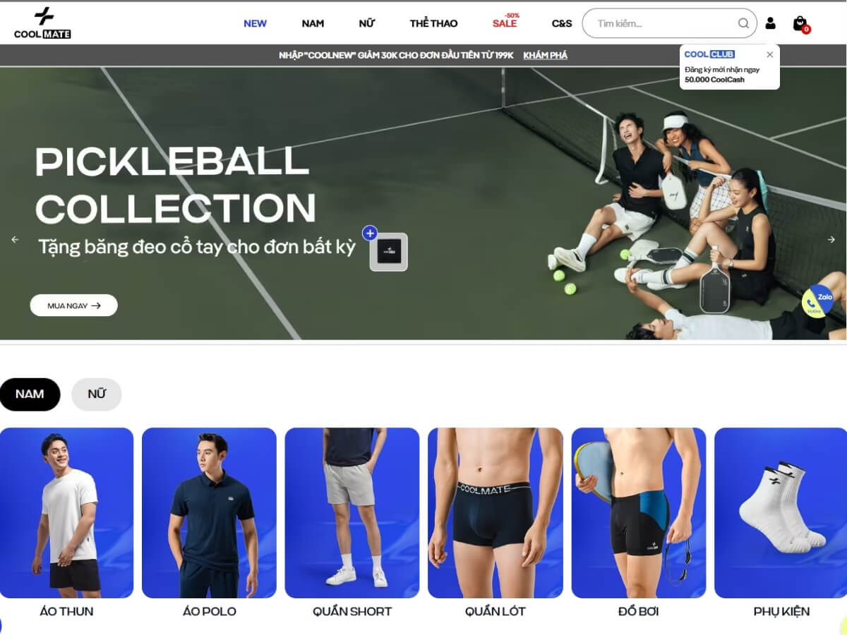 Shop bán quần áo thể thao Coolmate