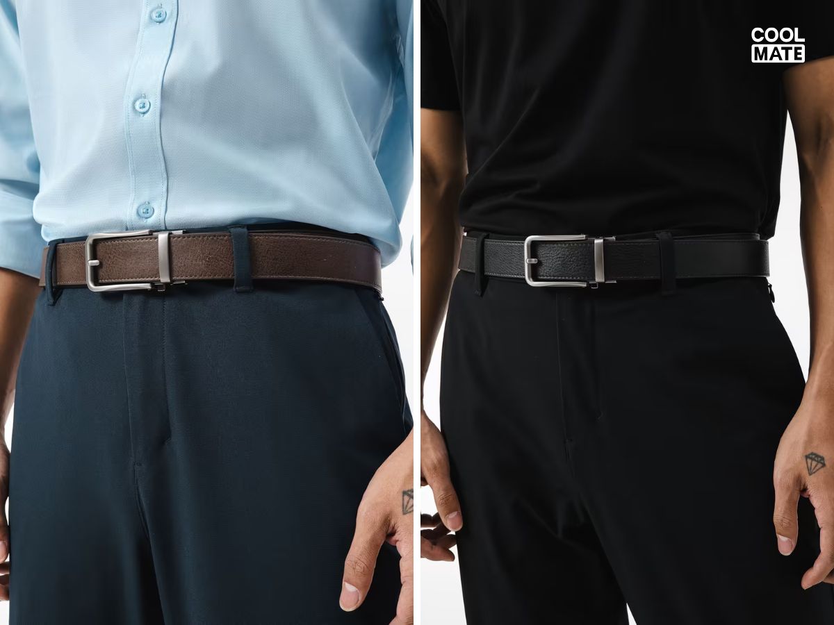 Có thể lên đồ cùng thắt lưng da và áo sơ mi hoặc áo thun Coolmate