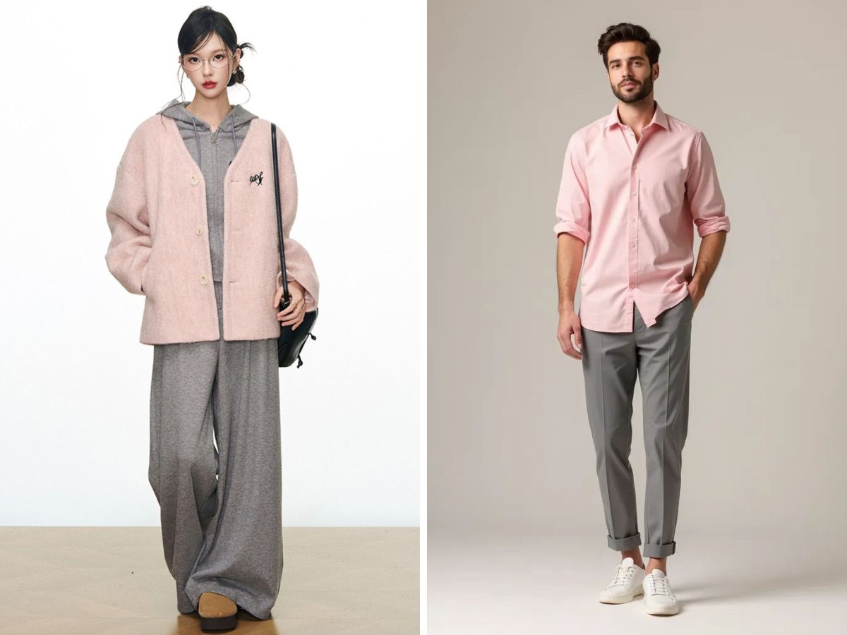 Nhẹ nhàng hơn với hồng phấn và xám nhạt