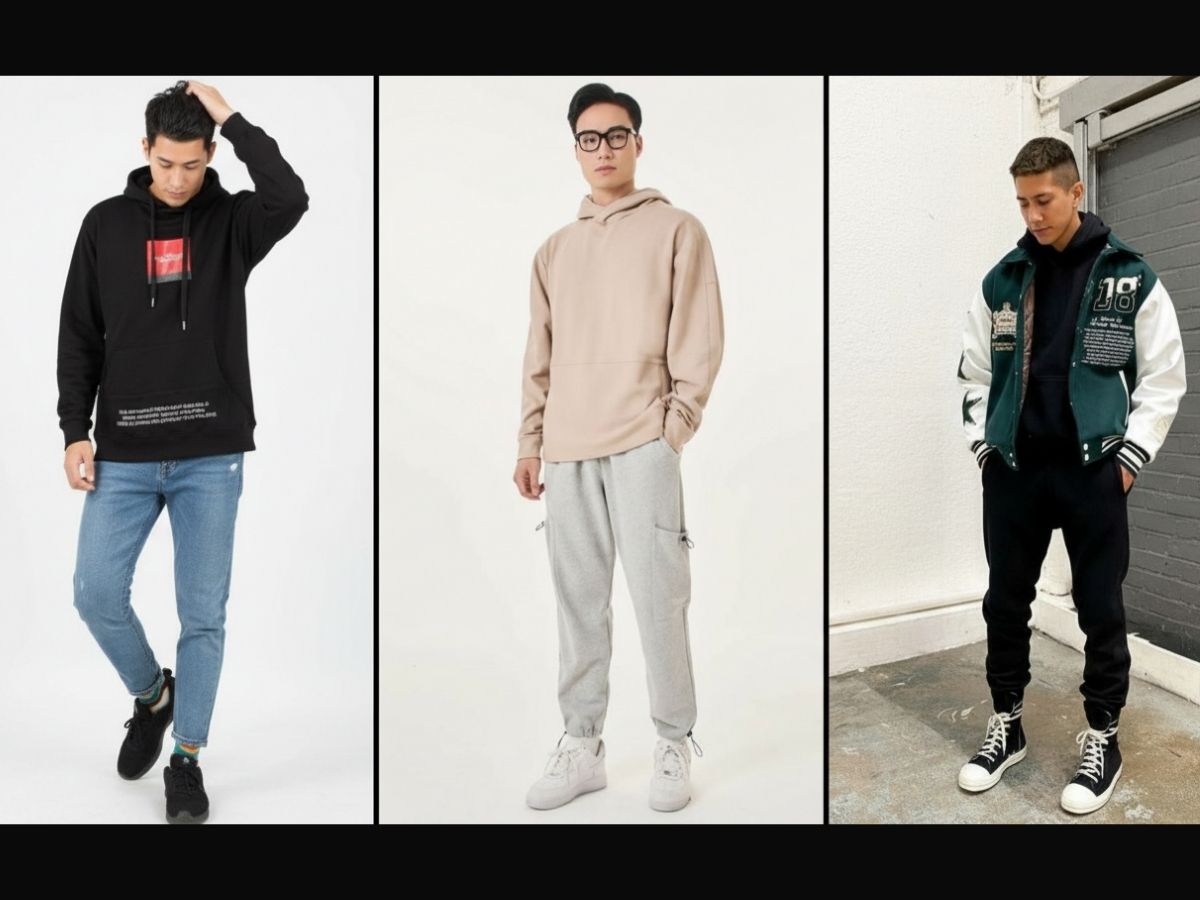 Ba outfit phối đồ với áo hoodie theo ba gợi ý trên