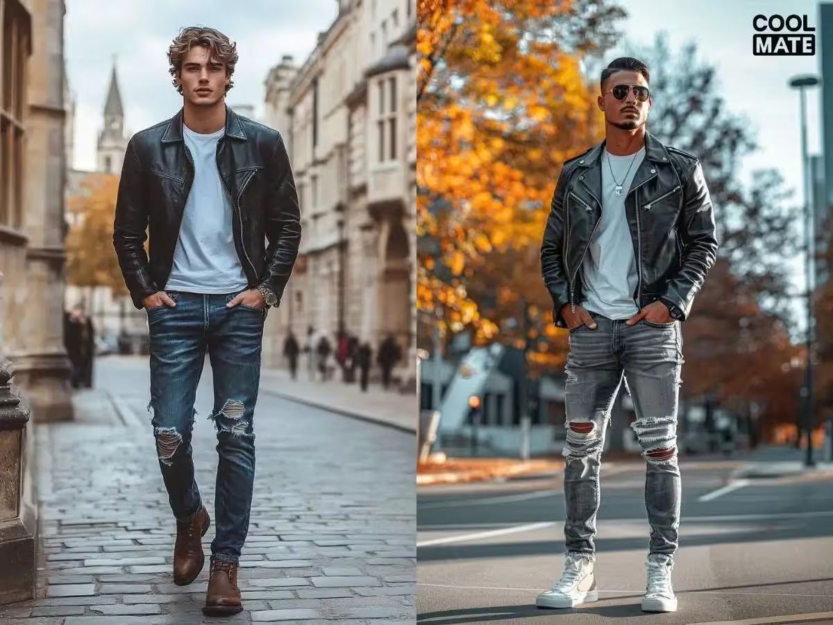 Phong cách cá tính, bụi bặm cùng quần jean rách gối