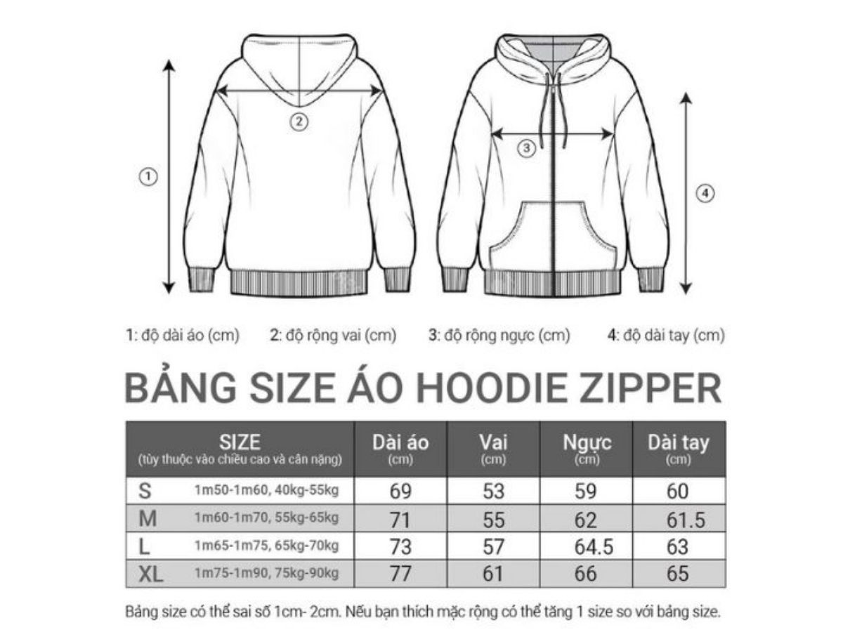 Chọn size áo hoodie nam chuẩn