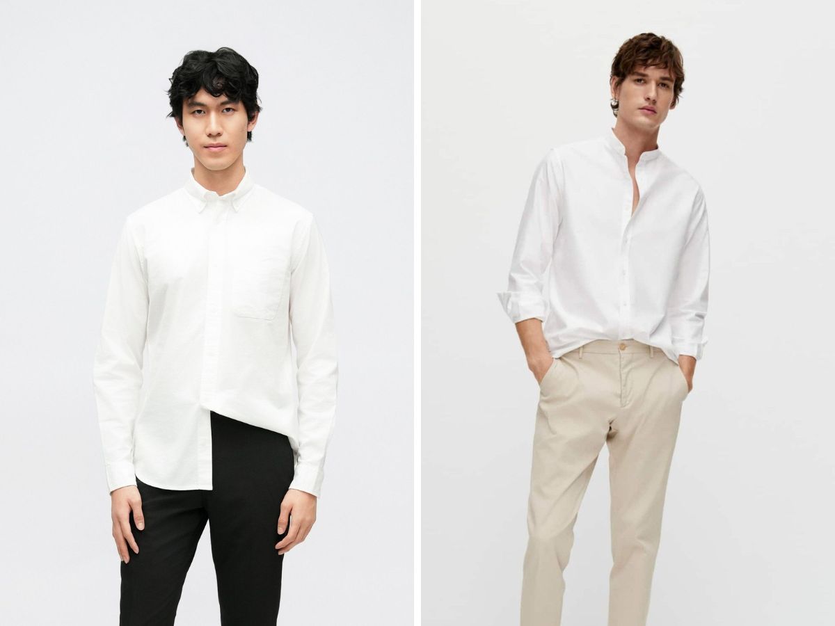 Áo cổ trụ và quần tây mang đến vẻ lịch lãm, phù hợp cho nơi công sở