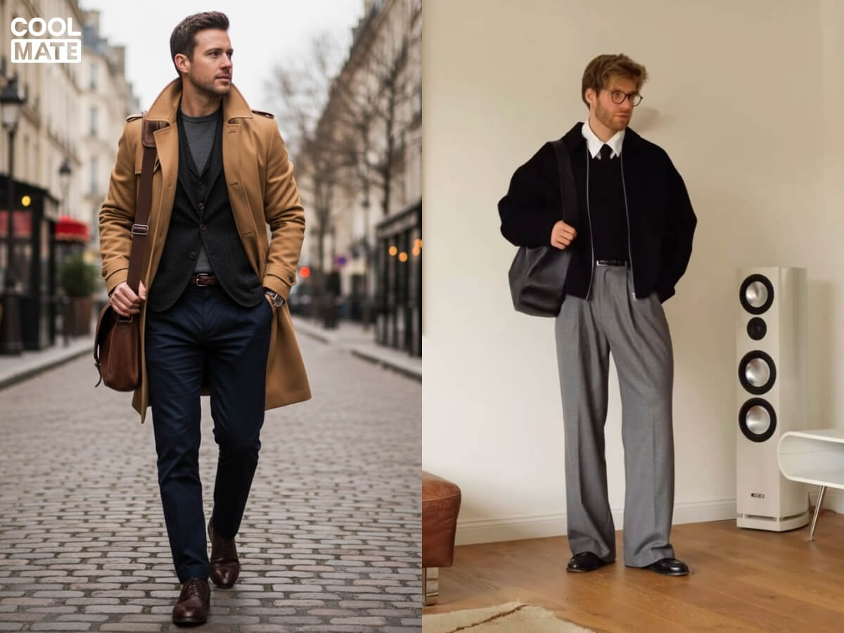 Layering sành điệu áo gile nam cùng áo khoác