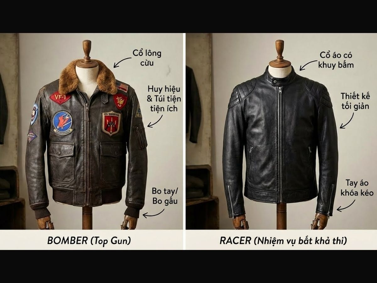 So sánh hai kiểu áo bomber và racer mà Tom Cruise đã mặc