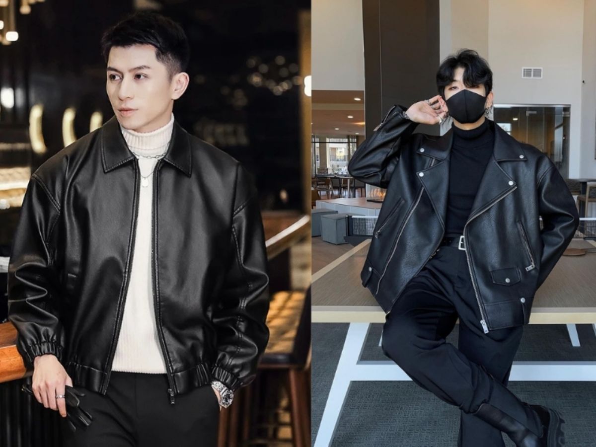 Chàng trai mặc áo khoác da phong cách
