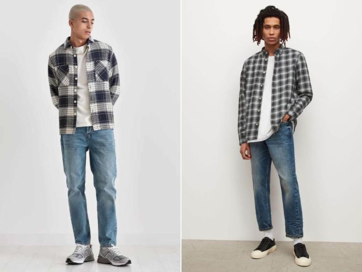 Bụi bặm với sơ mi flannel và áo thun đậm chất grunge