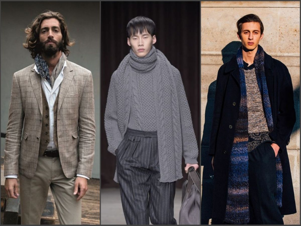 Phối khăn choàng cổ nam đa phong cách