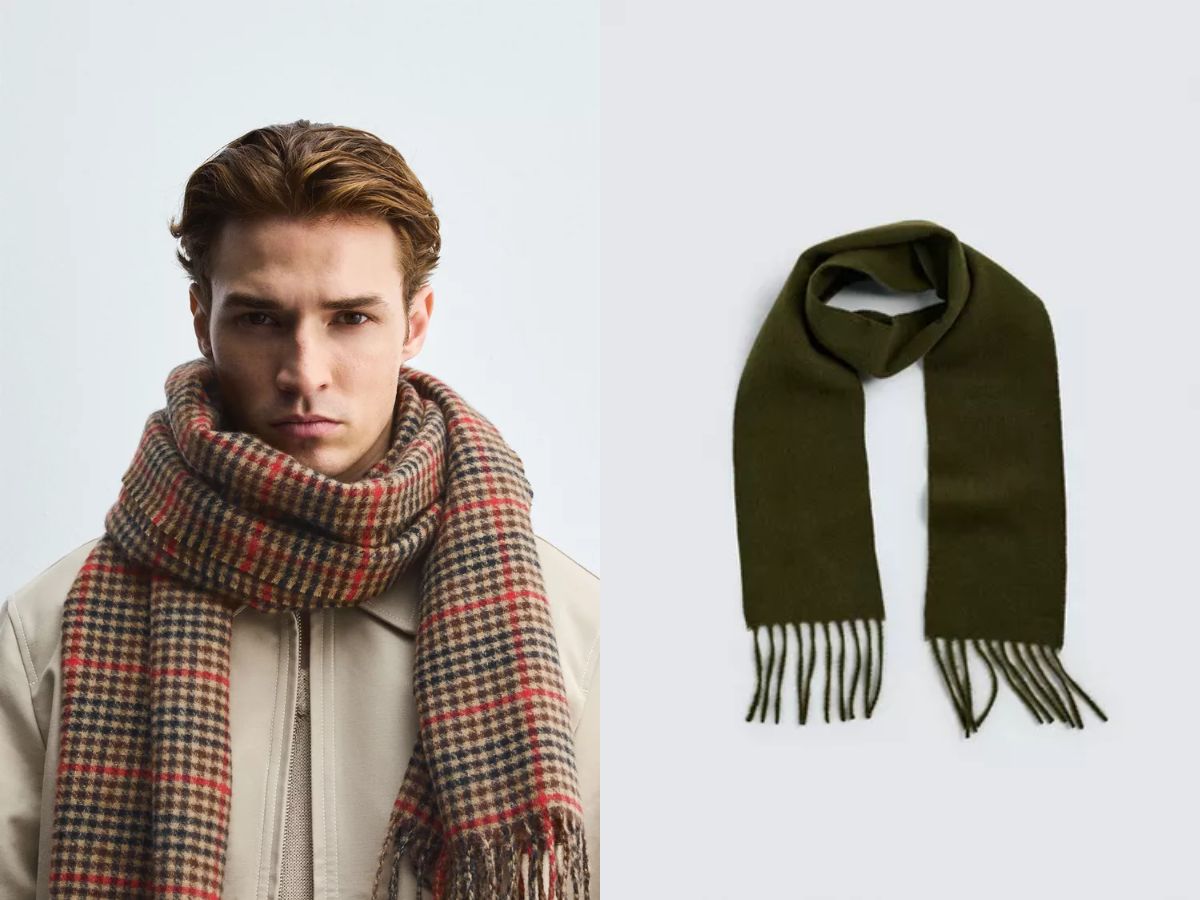 Khăn choàng nam của Zara thường xuyên cập nhật các họa tiết trendy