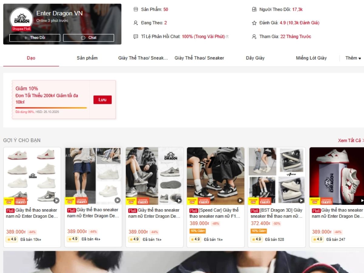 Luôn ưu tiên các gian hàng có logo "Mall" hoặc "Official Store"