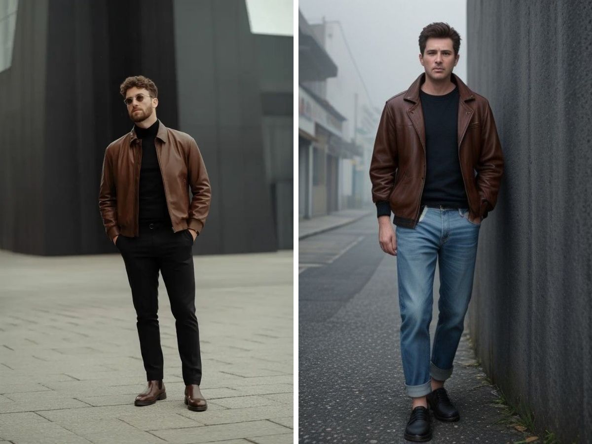 Áo khoác da trung niên mang đến vẻ ngoài phong cách
