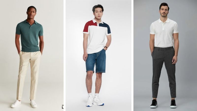 Quần âu phối với giày sneaker cùng áo polo