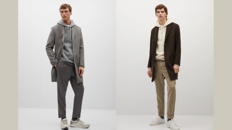 Quần âu phối với giày sneaker cùng áo Hoodie