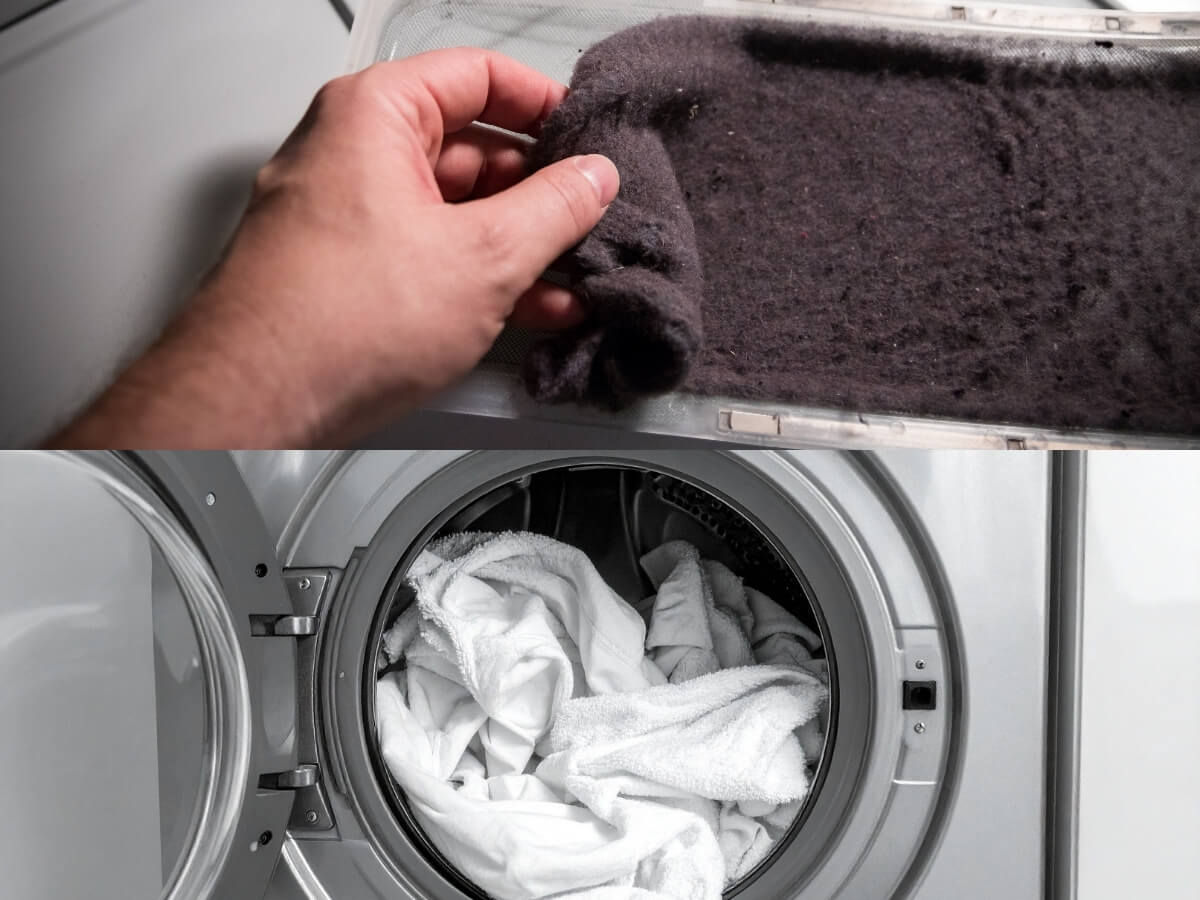 Máy sấy quần áo không làm khô quần áo do bộ lọc tắc, cảm biến bẩn hoặc cho quá nhiều đồ