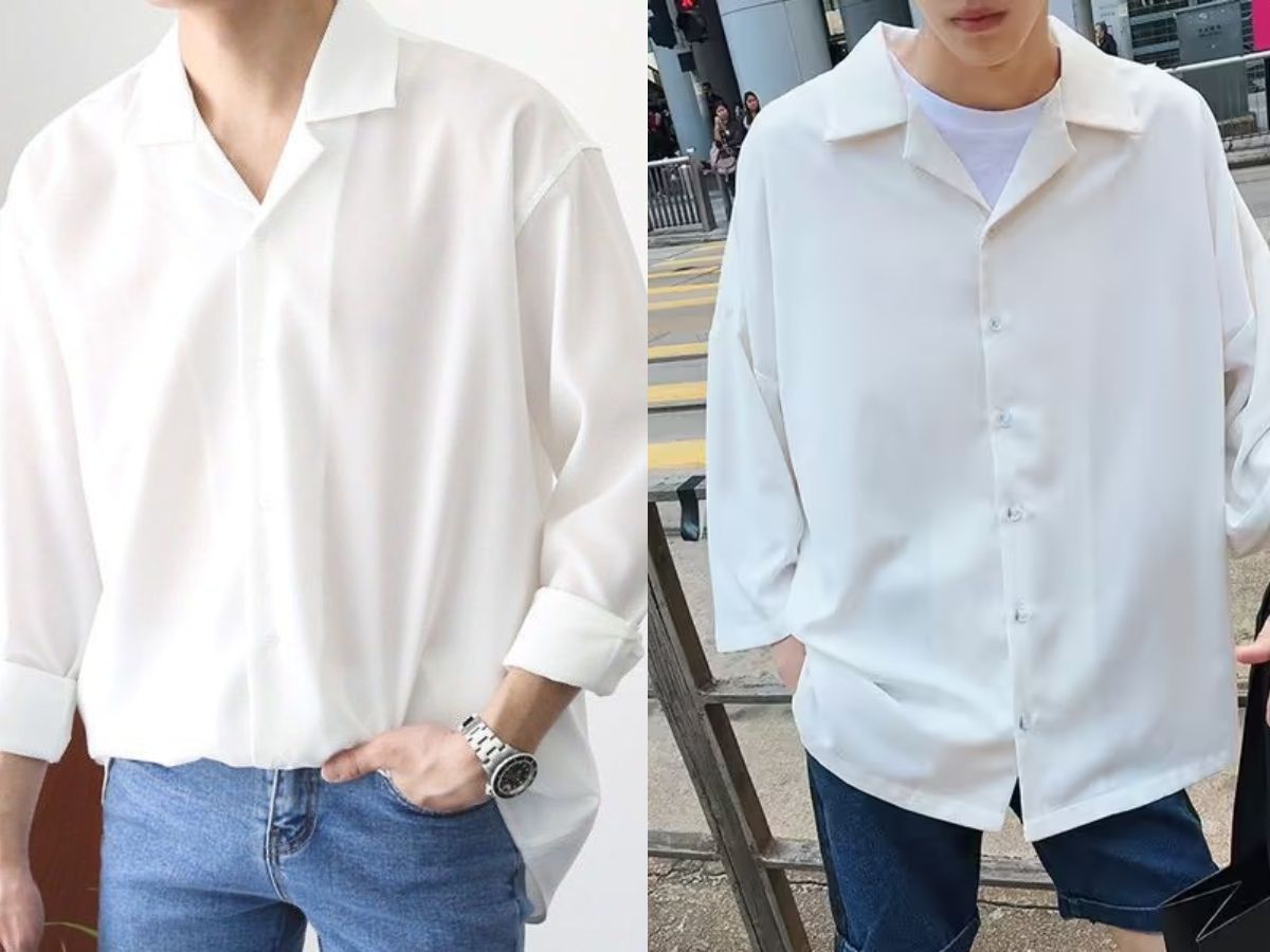 top áo sơ mi oversize nam