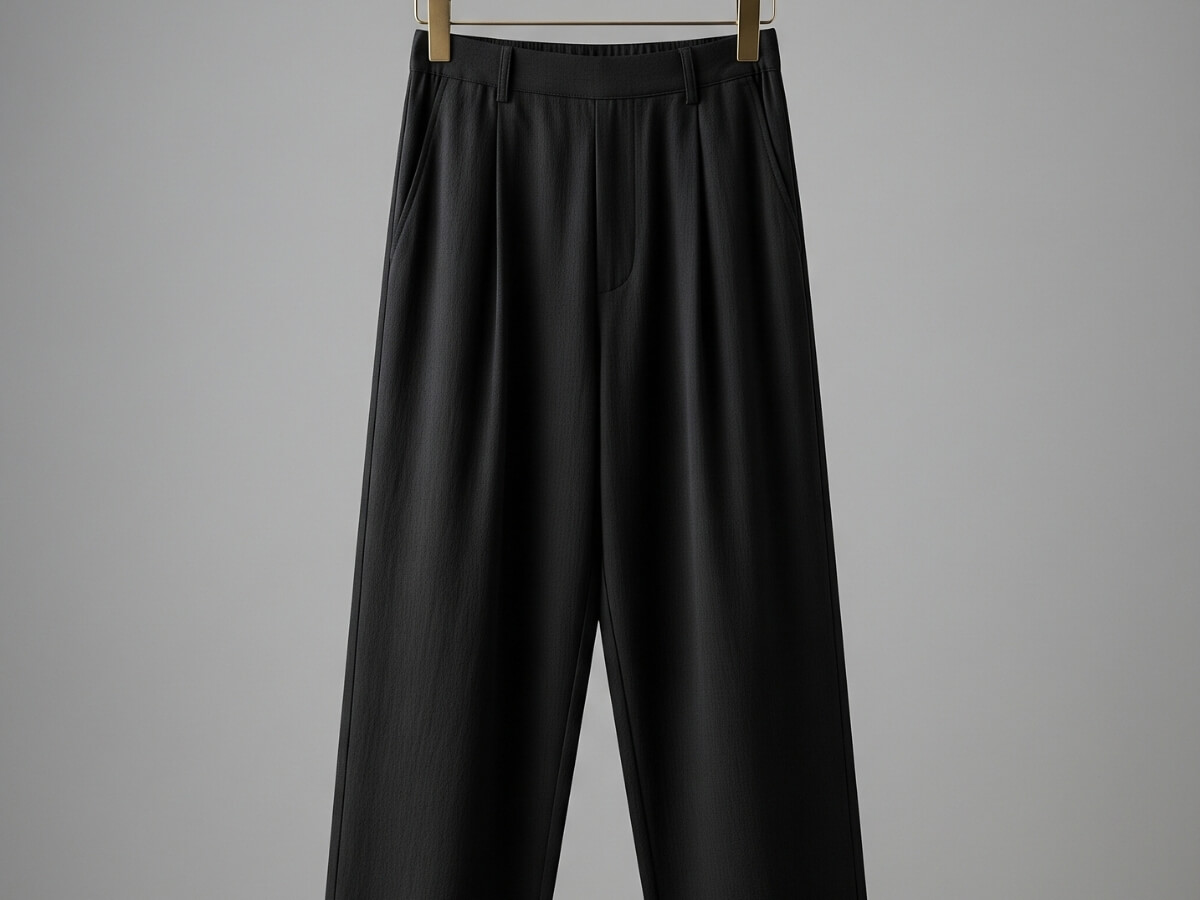 Quần vải nam đen ống rộng 