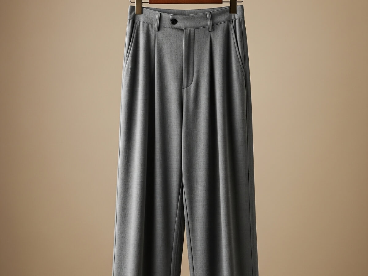 Quần vải nam xám ống rộng 