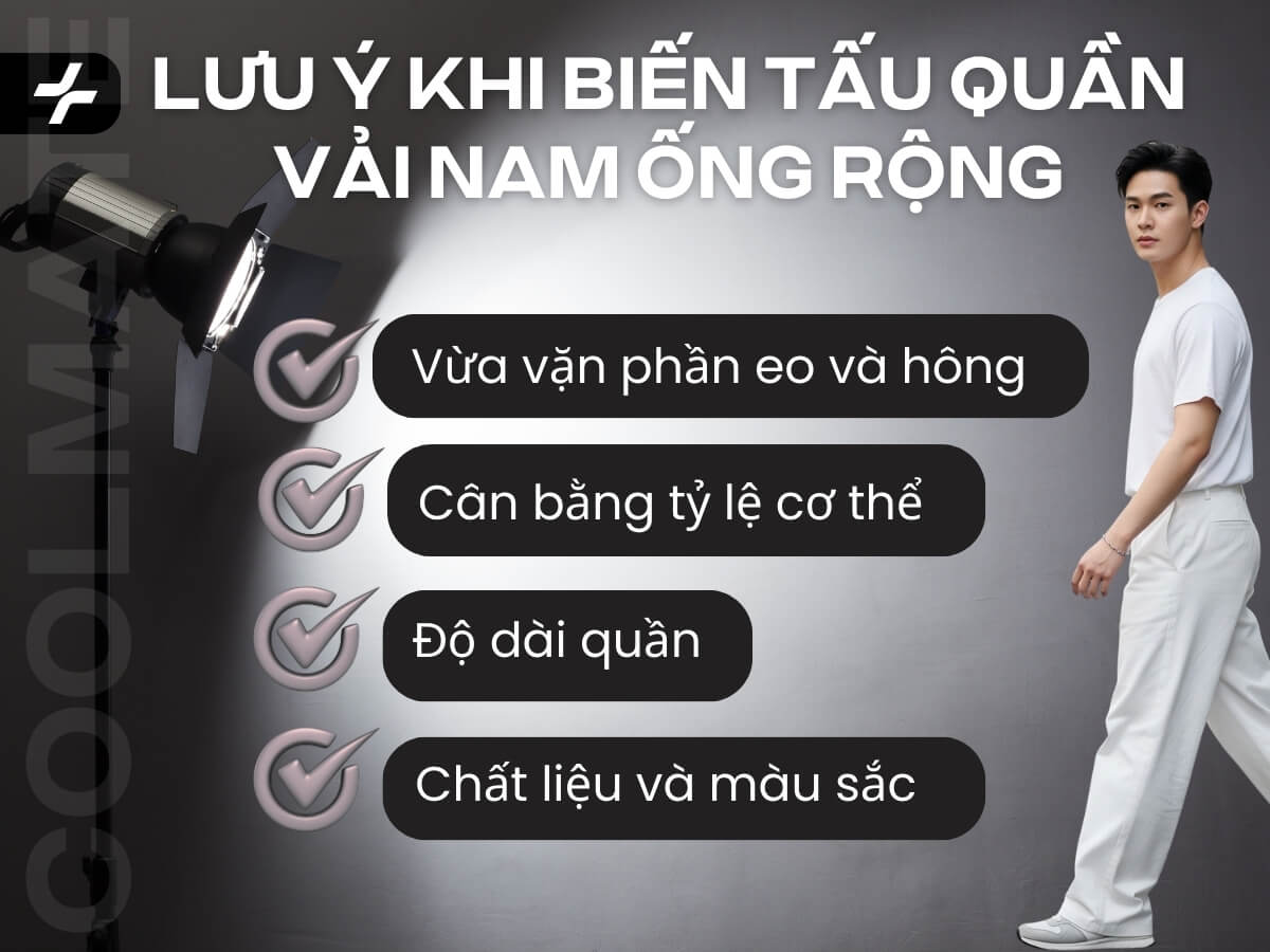 Lưu ý khi biến tấu quần vải nam ống rộng