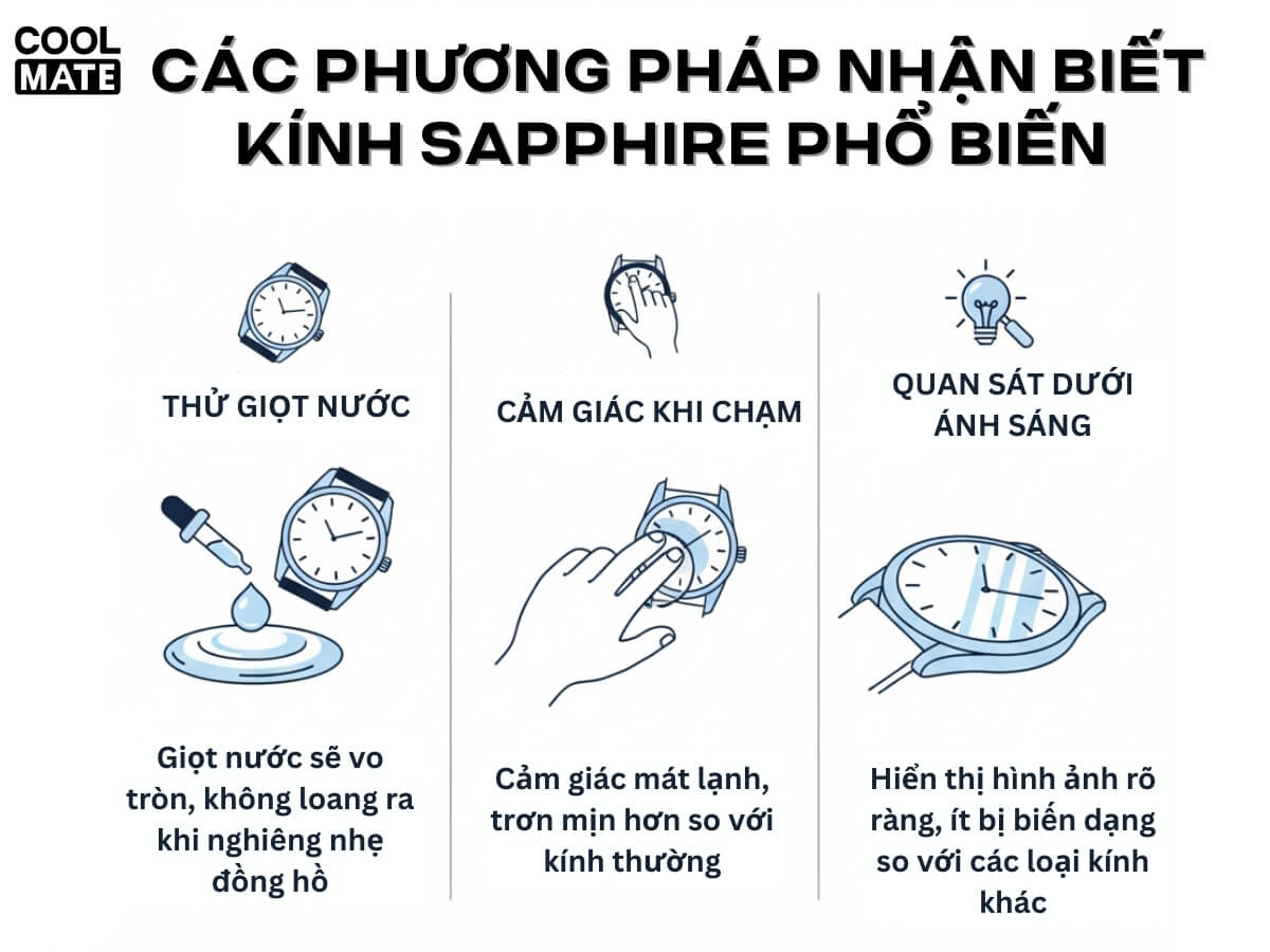 Các phương pháp nhận biết đồng hồ kính sapphire phổ biến