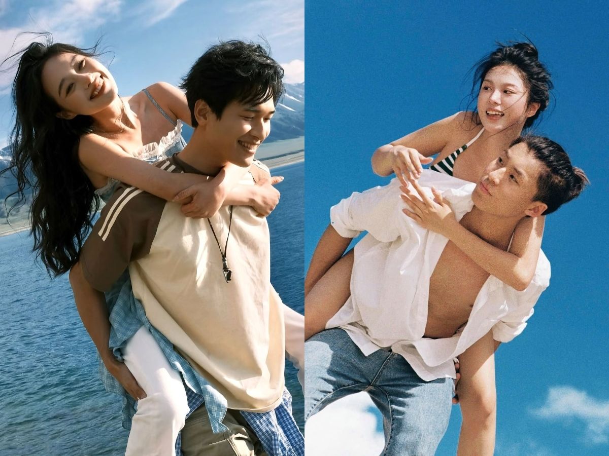 Tạo dáng cõng nhau khi chụp ảnh đôi