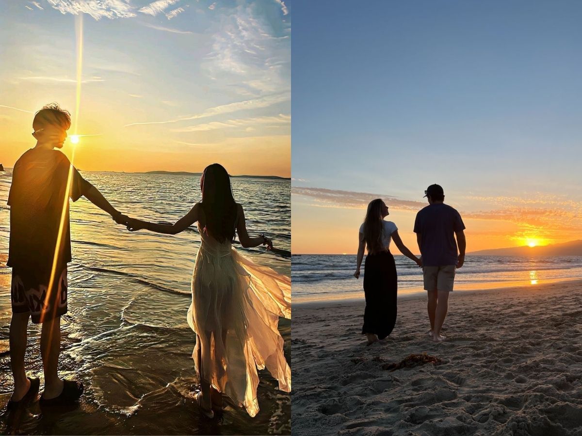 Chụp ảnh cặp đôi hướng về phía mặt trời