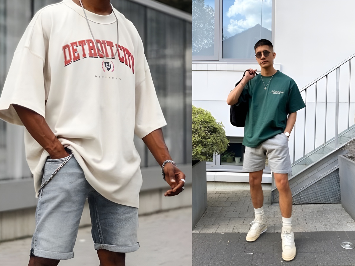 Trẻ trung với outfit áo phông oversized nam và quần short