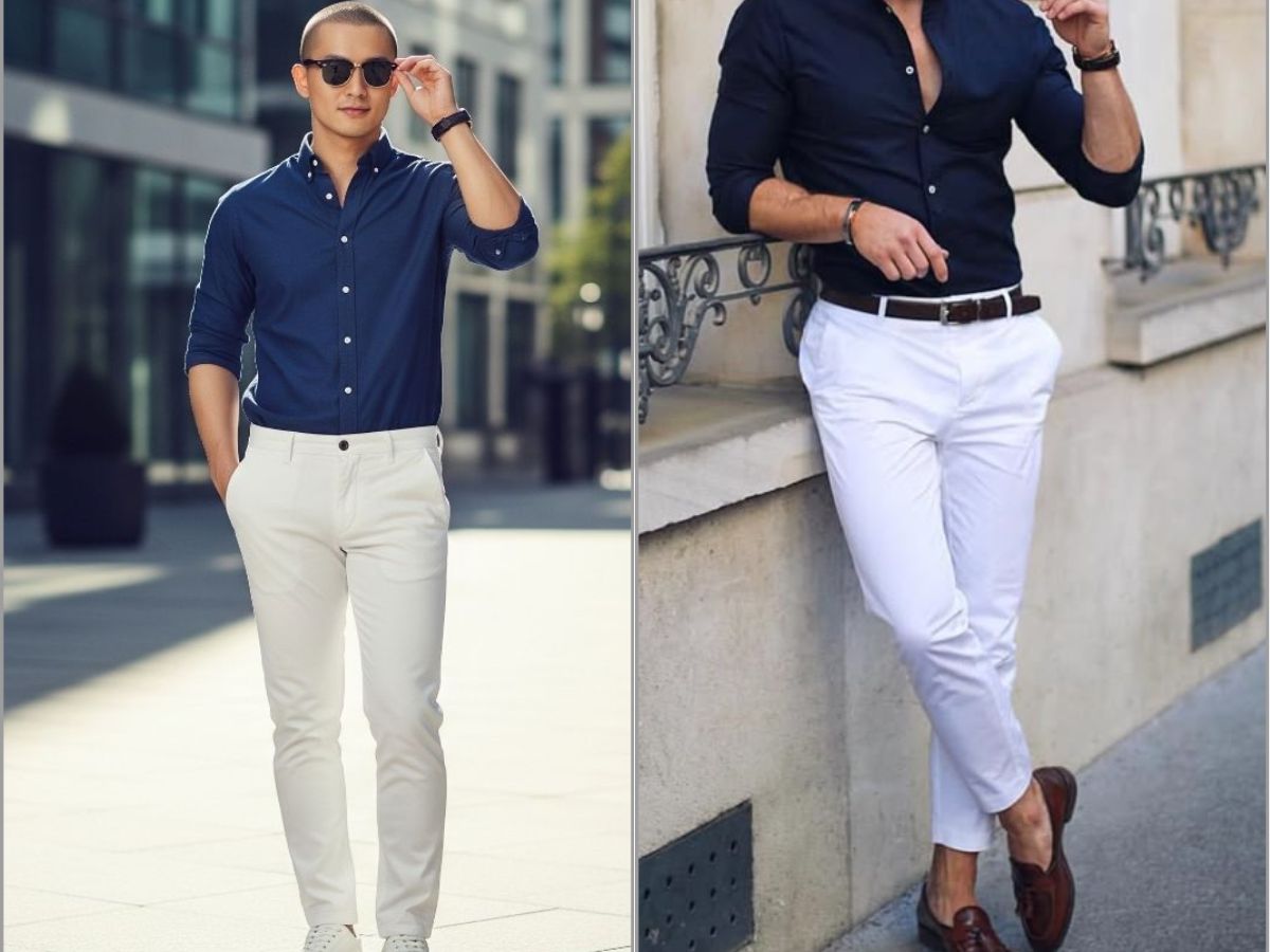 Quy tắc chia khối với quần trắng nam giúp các chàng trở nên thời thượng