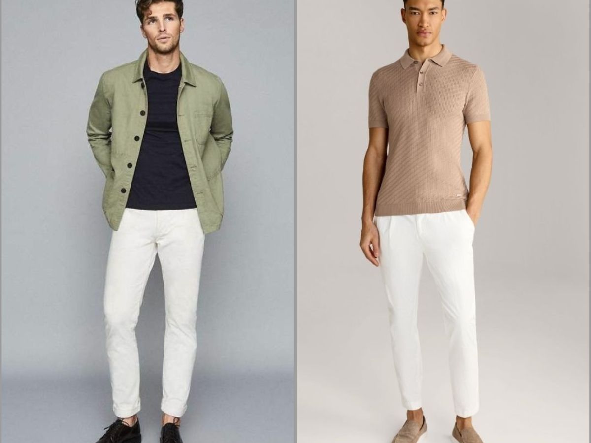 Phối quần trắng nam với các loại áo có màu sắc nổi bật